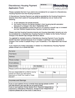 Discretionary Housing Payment Application Form
