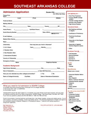 Southeast Arkansas College Admission Application