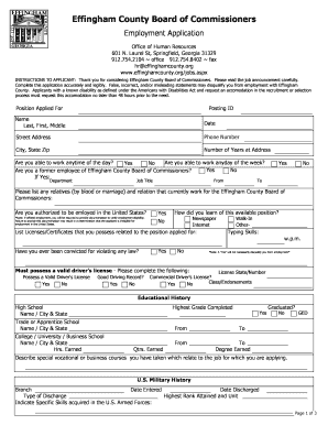 Effingham County Employment Application