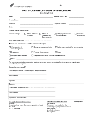 Notification of Study Interruption