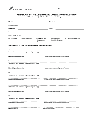 Swedish Education Credit Transfer Application