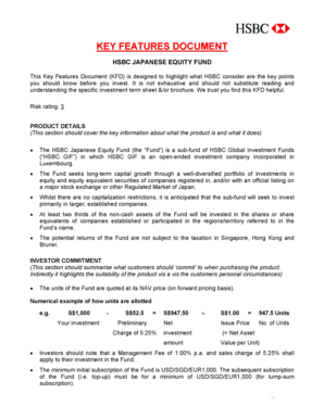 HSBC Japanese Equity Fund Key Features Document