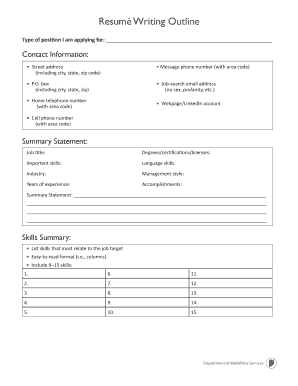 Resume Writing Outline