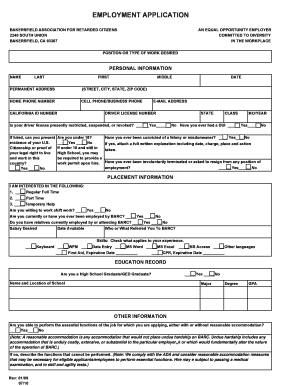Employment Application Form