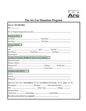 The Arc Car Donation Form