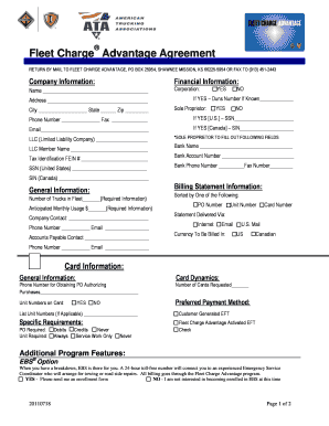 Fleet Charge Advantage Card Holder Agreement