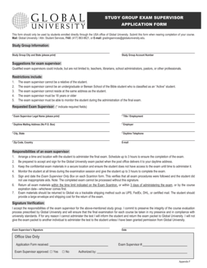 Study Group Exam Supervisor Application Form