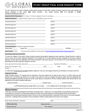 Study Group Final Exam Request Form