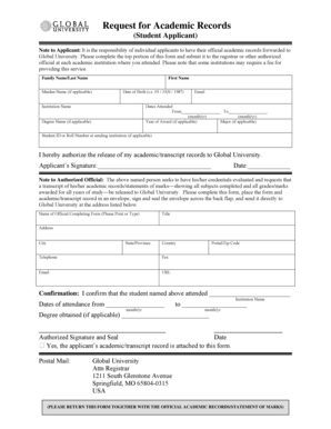 Request for Academic Records