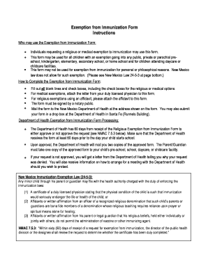 New Mexico Immunization Exemption Form