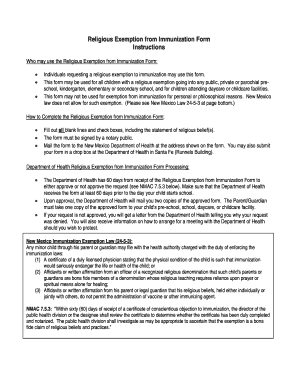 New Mexico Religious Exemption from Immunization Form