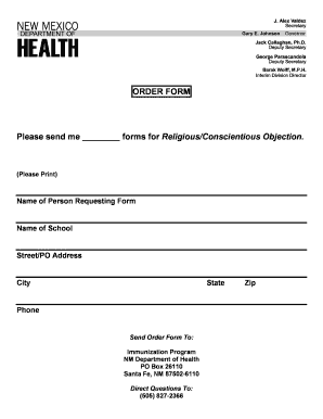 Religious Objection Form Order