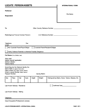 Locate Person Assets International Form
