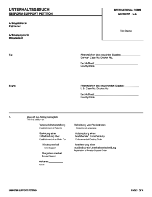 Uniform Support Petition Germany-US