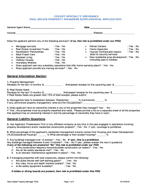 Real Estate Property Managers Supplemental Application