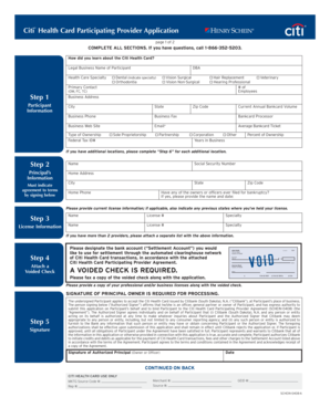 Citi Health Card Participating Provider Application