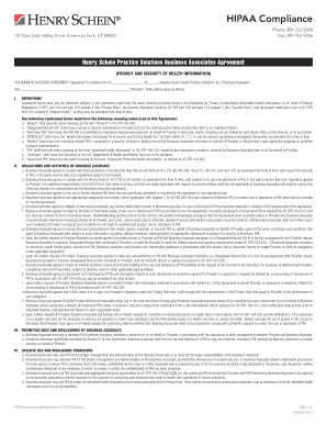 Henry Schein HIPAA Business Associate Agreement