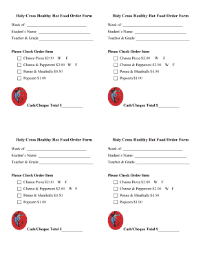 New Healthy Food Order Form