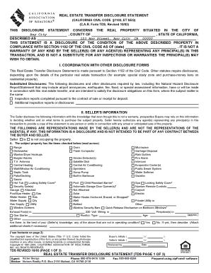 California Real Estate Transfer Disclosure Statement