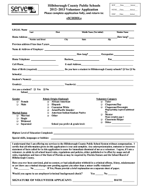 Hillsborough County Public Schools Volunteer Application