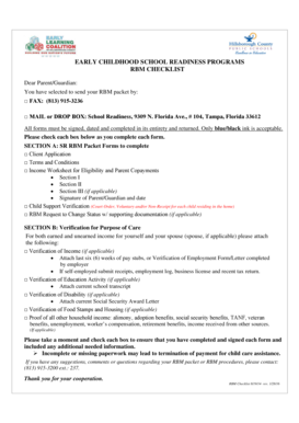 Florida School Readiness RBM Checklist