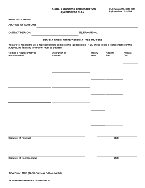 SBA 8(a) Business Plan Form