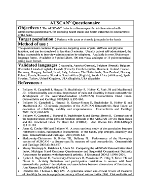 AUSCAN Osteoarthritis Hand Index