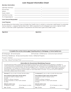 Loan Request Information Sheet