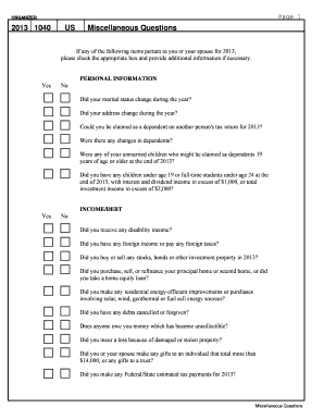 2013 US Tax Organizer
