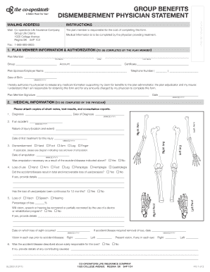 Co-operators Life Insurance Dismemberment Physician Statement