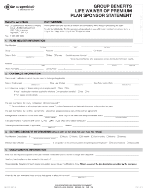 Group Life Waiver of Premium Claim Form