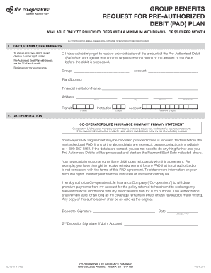 Group Benefits Pre-Authorized Debit Plan