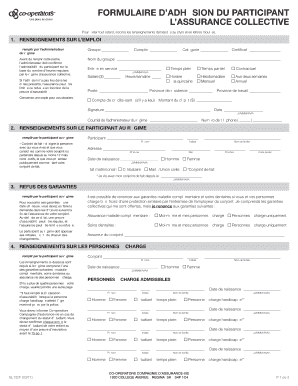 FORMULAIRE D’ADHÉSION DU PARTICIPANT À L’ASSURANCE COLLECTIVE