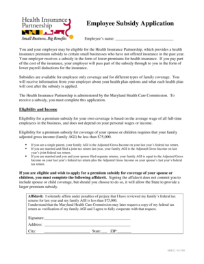 Employee Subsidy Application