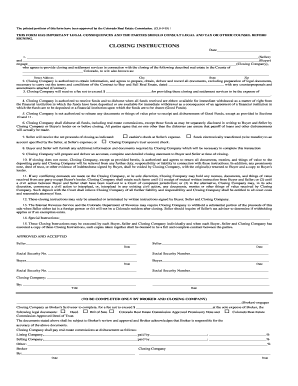 Colorado Real Estate Closing Instructions