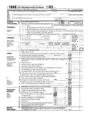 1983 Form 1040 US Individual Income Tax Return