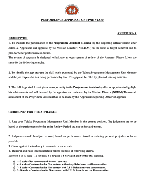 Performance Appraisal Form for Taluka Programme Assistant