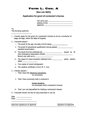 Application for Conductor's License