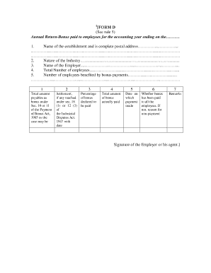 Annual Return Bonus Form