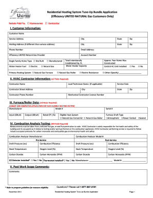 Residential Heating System Tune-Up Bundle Application