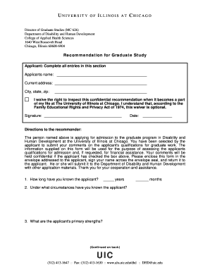 University of Illinois Graduate Study Recommendation Form