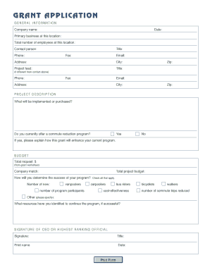 Grant Application for Commute Reduction Program