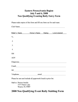 2008 Non Qualifying Event Rally Stabling Form - Eastern ... - easternpa ponyclub