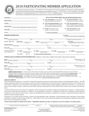 2010 US Pony Club Participating Member Application
