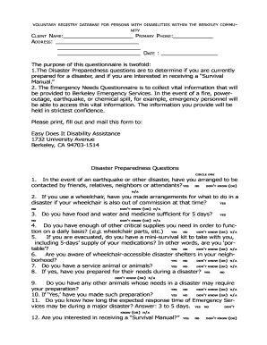 Disability Emergency Preparedness Form