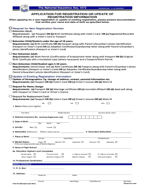 National Insurance Registration Form