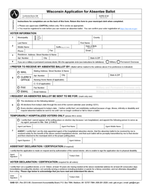 Wisconsin Absentee Ballot Application