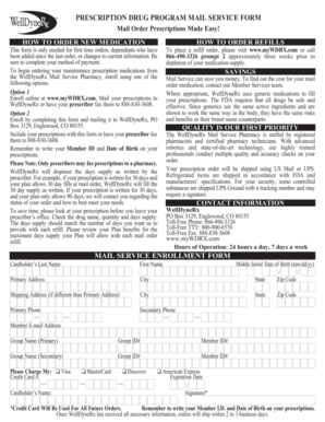 WellDyneRx Mail Service Enrollment Form