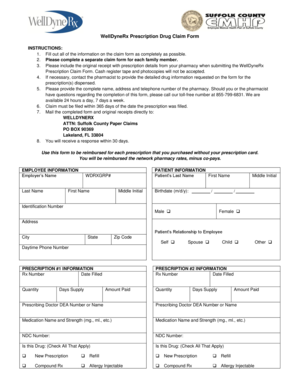 WellDyneRx Prescription Drug Claim Form
