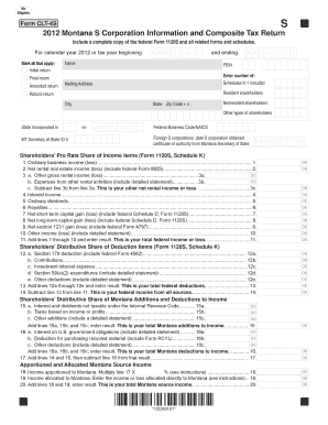 Montana S Corporation Information and Composite Tax Return